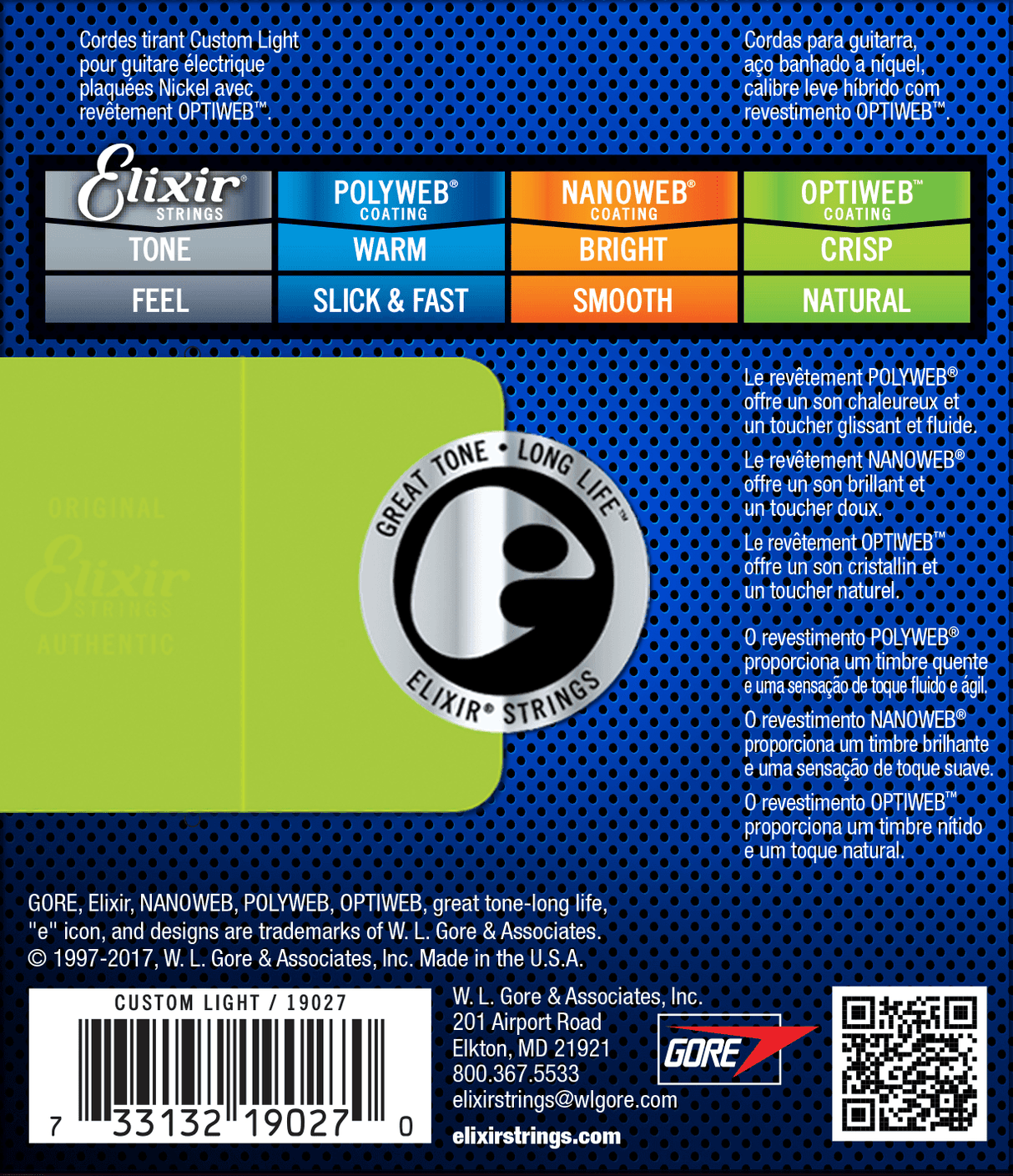 Elixir Optiweb Guitar Strings (Custom Light 09-46)