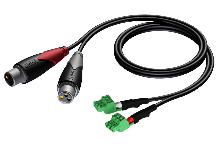 ProCab 2 x XLR hun > 2 x terminal blok 3P 3,81mm, 1 m