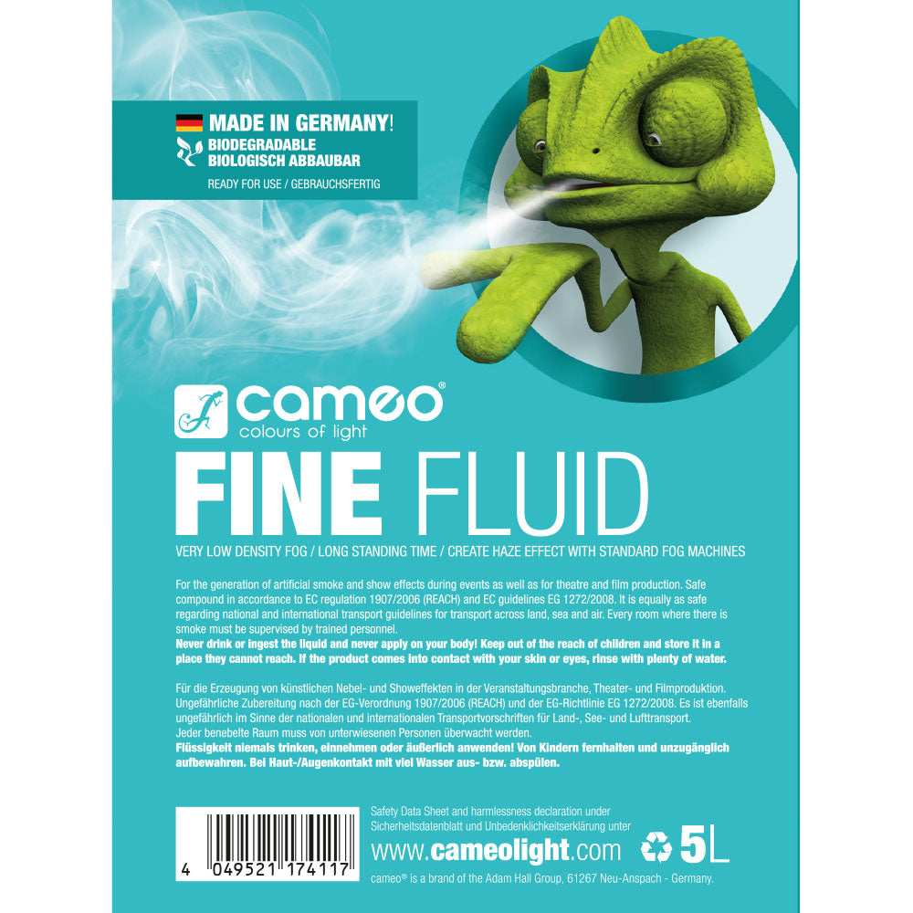 Cameo FINE FLUID 5 L - haze-effect fog fluid with very low density and very long hang time 5 L