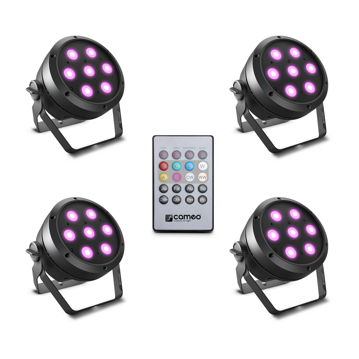 Cameo ROOT® PAR 4 SET 1 - Set incl. 4 x CLROOTPAR4 incl. IR remote control (CLPFLAT1REMOTE)