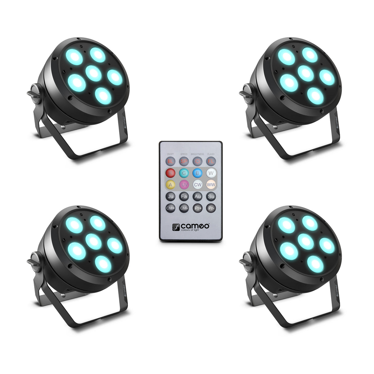 Cameo ROOT® PAR 6 SET 1 - Set incl. 4 x CLROOTPAR6 incl. IR remote control (CLPFLAT1REMOTE)