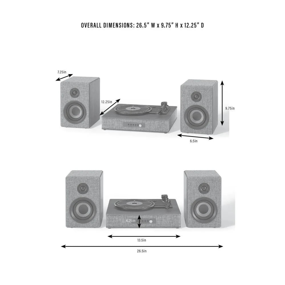 Crosley Arya Turntable with speakers, Gray