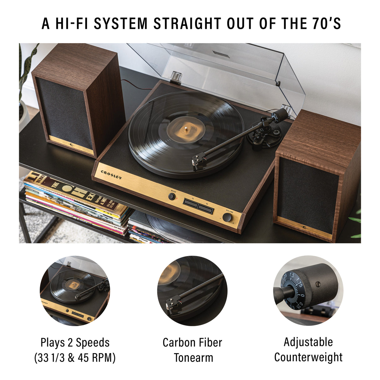 Crosley C72 Turntable with Speakers (Walnut)