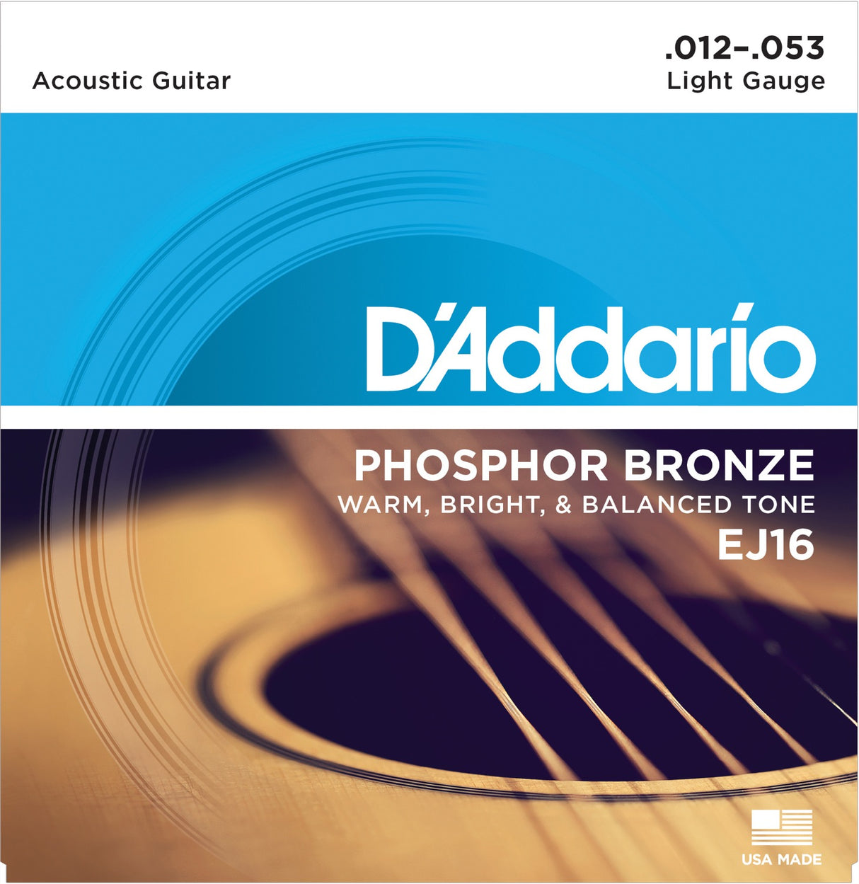 Daddario EJ16 Phosphor Bronze Guitar Strings (Light 12-53)