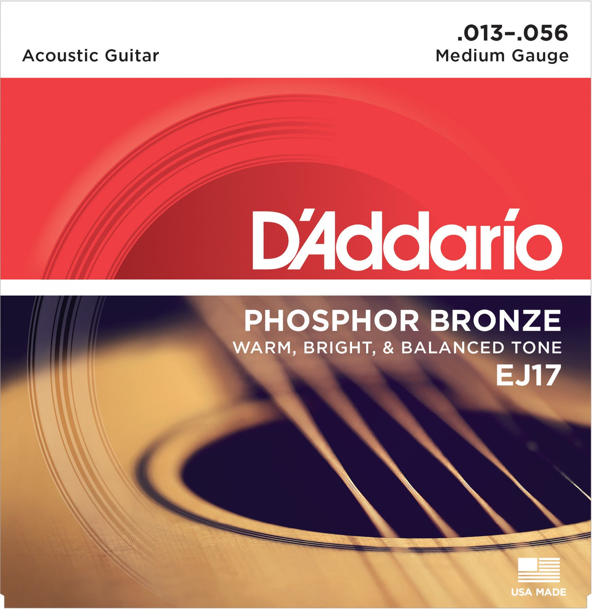 Daddario EJ17 Phosphor Bronze Guitar Strings (Medium 13-56)