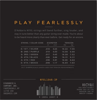 Daddario NYXL Guitar Strings (10-46) 3-Pak