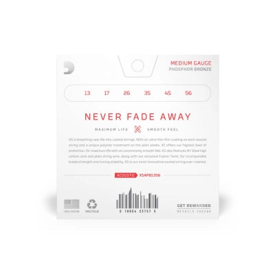 Daddario XSAPB1356 Phosphor Bronze Guitar Strings (Medium 13-56)