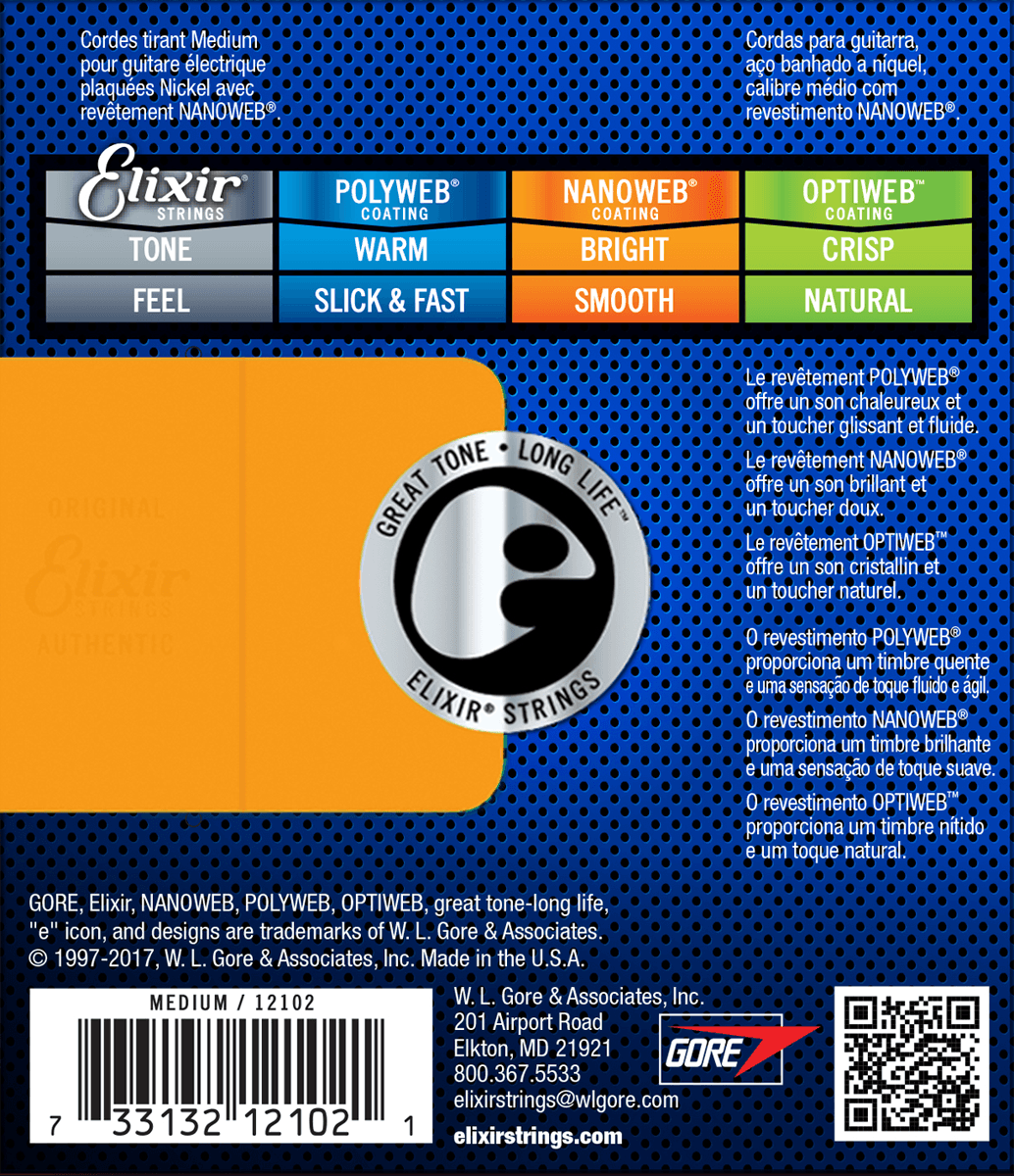 Elixir Nanoweb Guitar Strings (Medium 11-49)