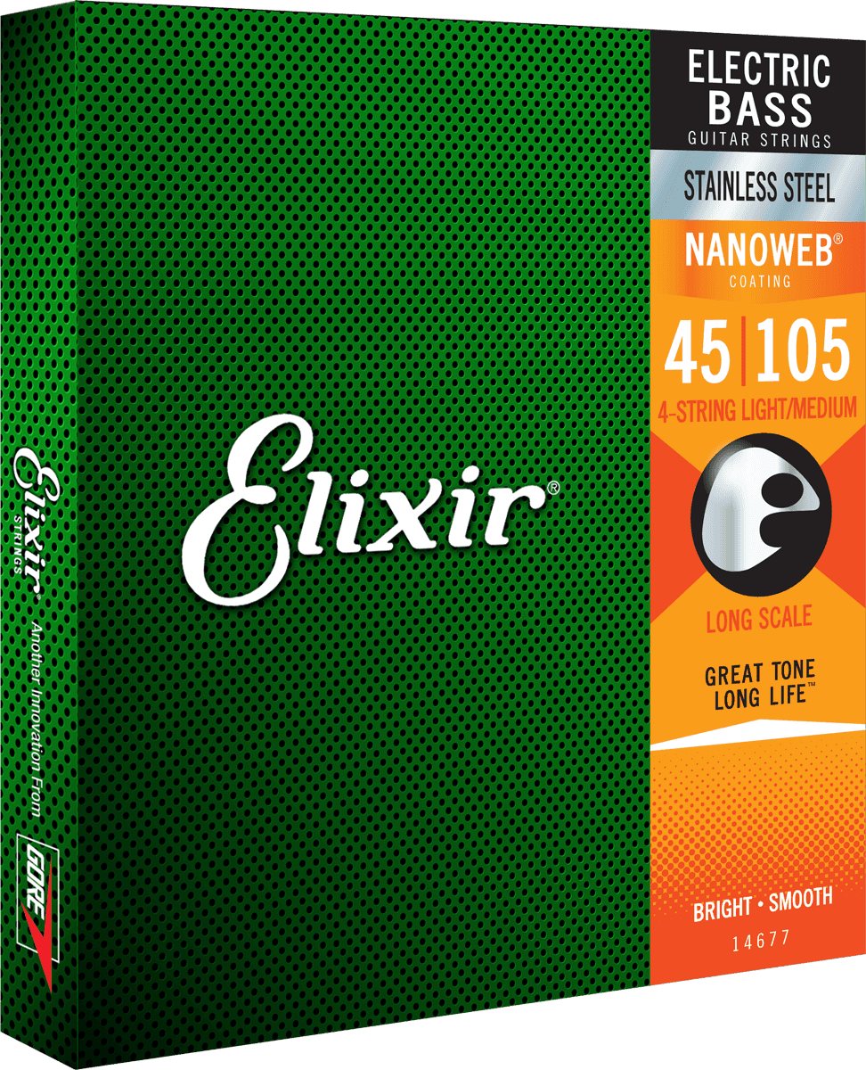 Elixir Nanoweb Stainless Steel Bass String (Medium /4c 45-105)