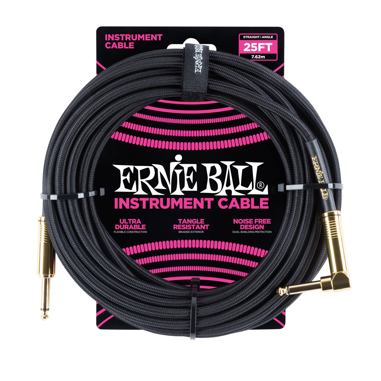 Ernie Ball 6058 Guitar Cable (Black, 7.5m)