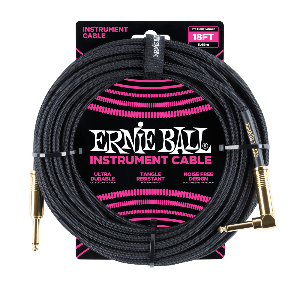 Ernie Ball 6086 Guitar Cable (Black, 5.4m)