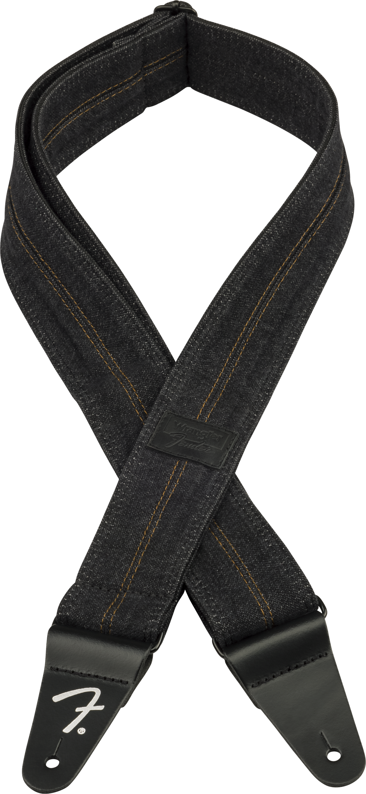 Fender x Wrangler Denim Guitar Strap (Washed Black Stitch, 2")