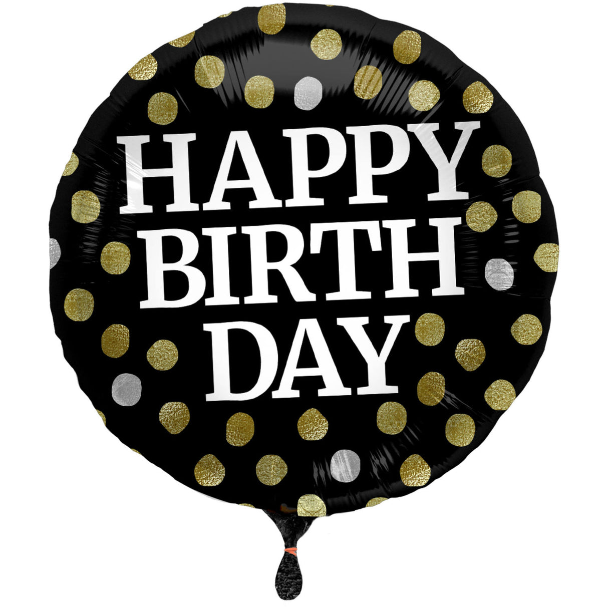 Foil balloon Glossy Black 'Happy Birthday' (45cm)