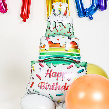 Foil balloon 'Happy Birthday! Cake (72 cm)