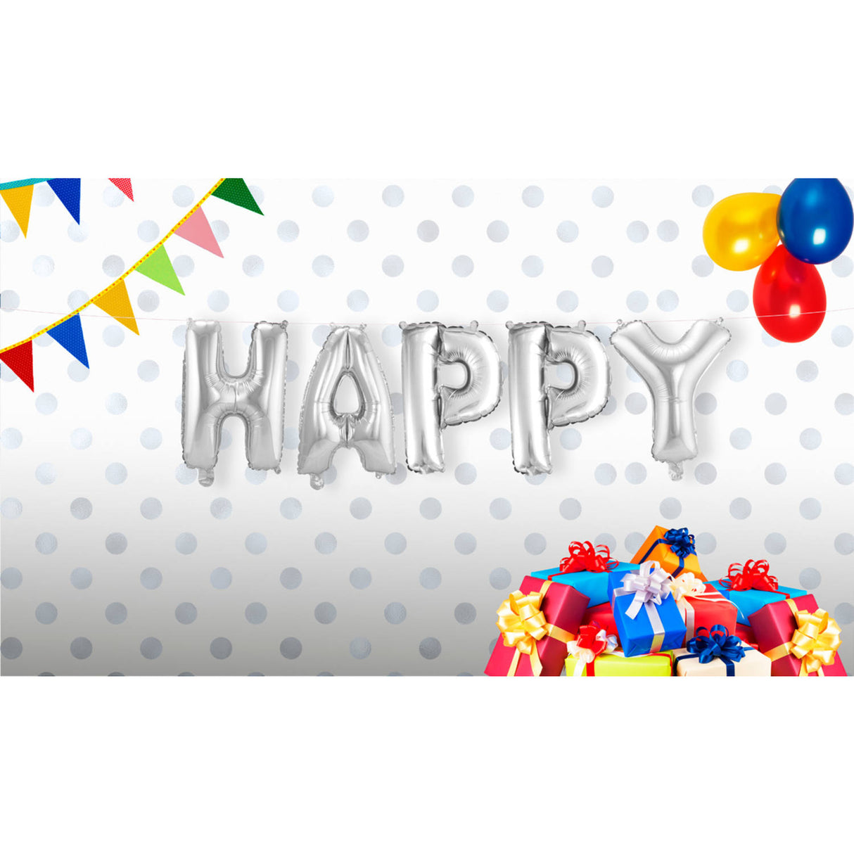 Foil balloon 'Happy' Silver (36cm)