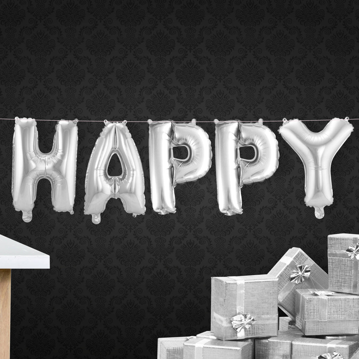 Foil balloon 'Happy' Silver (36cm)