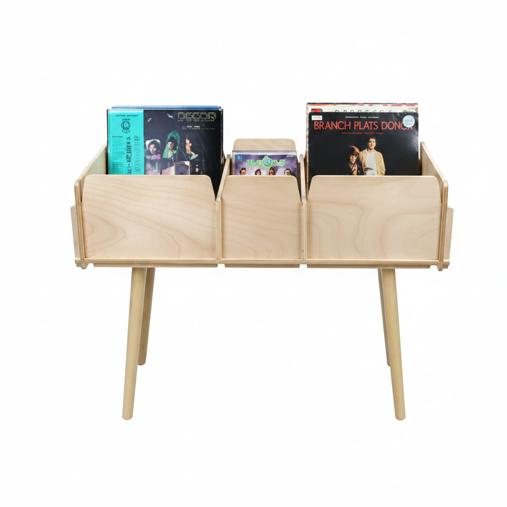 Vinyl box with legs and 3 compartments in wood