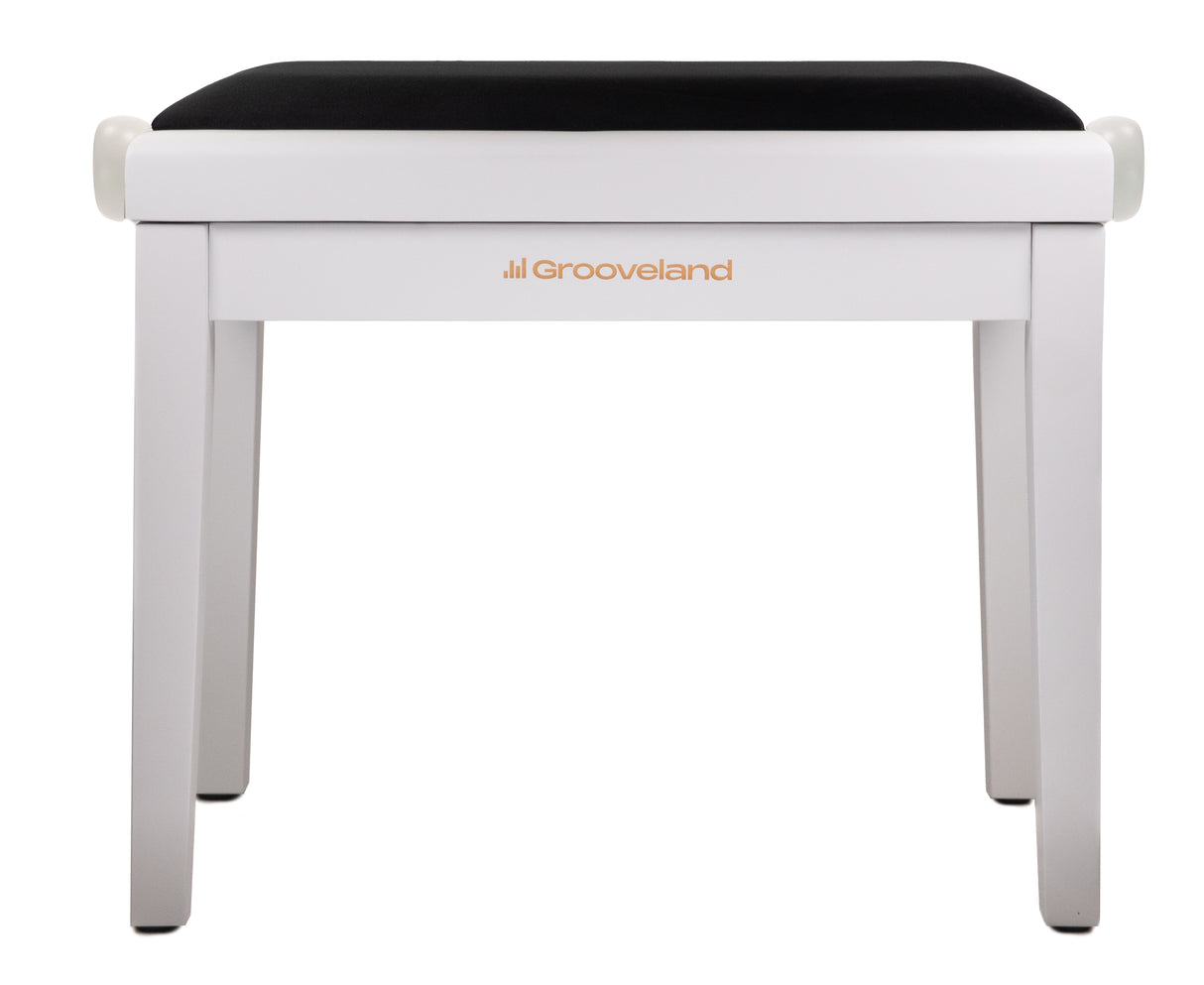 Grooveland KB200 Piano Bench (Matte White, Black Seat)