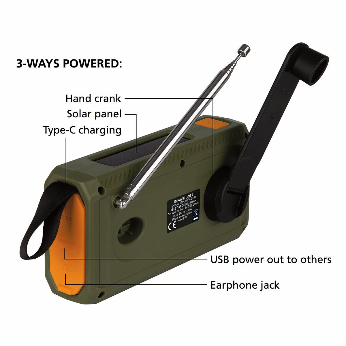 DAB1 Robust udendørs radio med DAB+/FM