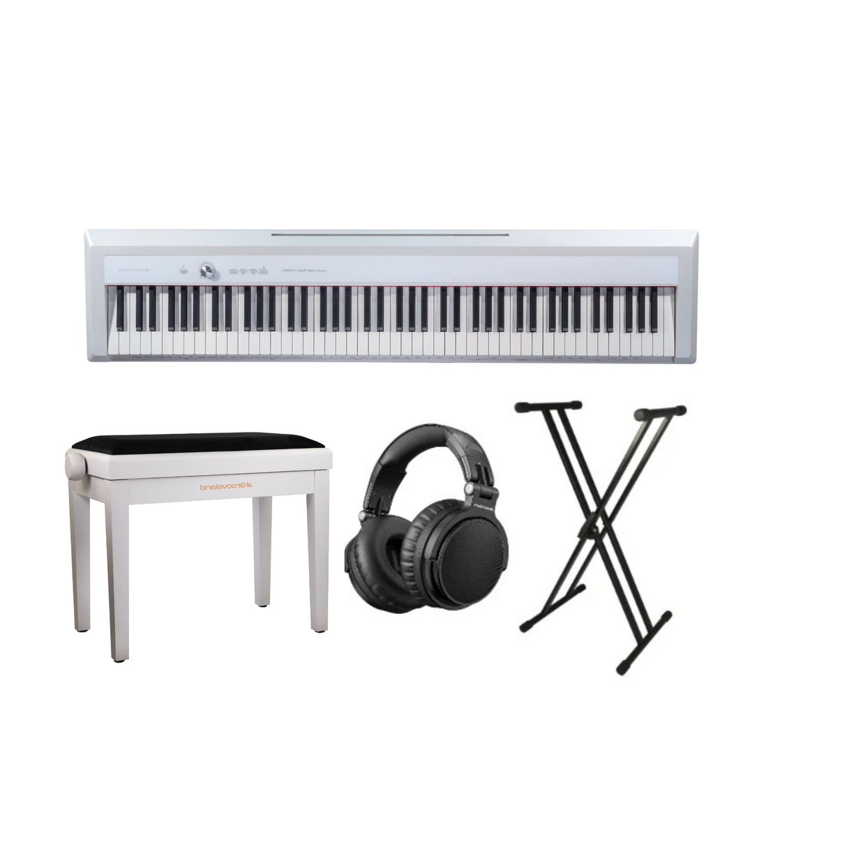 Grooveland P450 Electric Piano (White) Complete Package
