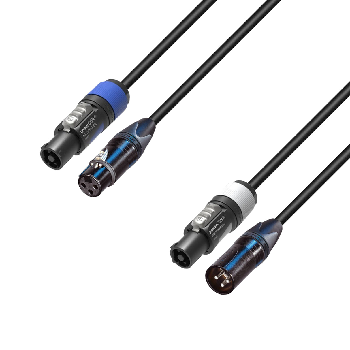 Adam Hall Cables 5 STAR H PCON D 0300 - Hybrid Cable | DMX Neutrik® 3-pole XLR x powerCON® | 3 m