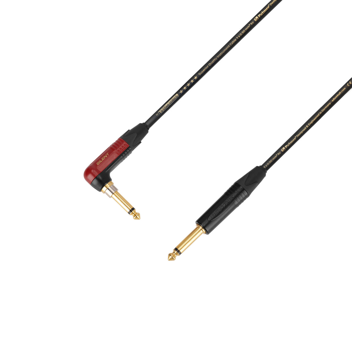 Adam Hall Cables 5 STAR IPR 0600 PALMER® CABLE SILENT - Instrument Cable | Palmer® & Neutrik silentPLUG® angled jack to jack TS | 6 m