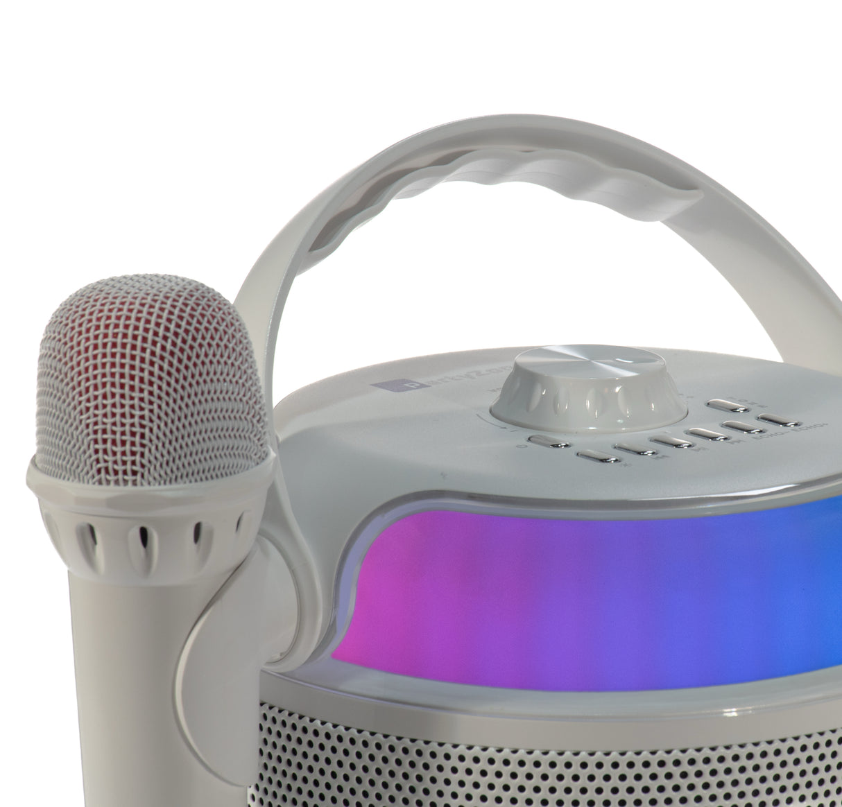 PartyZone Karaoke Set with 2 Microphones (White) & LED PAR-ASTRO 2-in-1 Disco Light