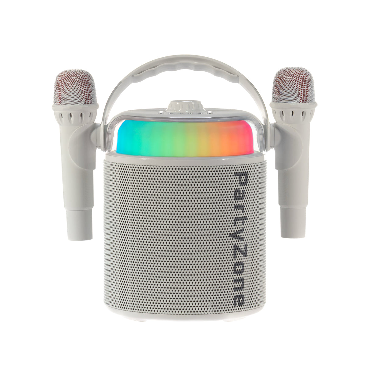 PartyZone Karaoke Set with 2 Microphones (White) & LED PAR-ASTRO 2-in-1 Disco Light