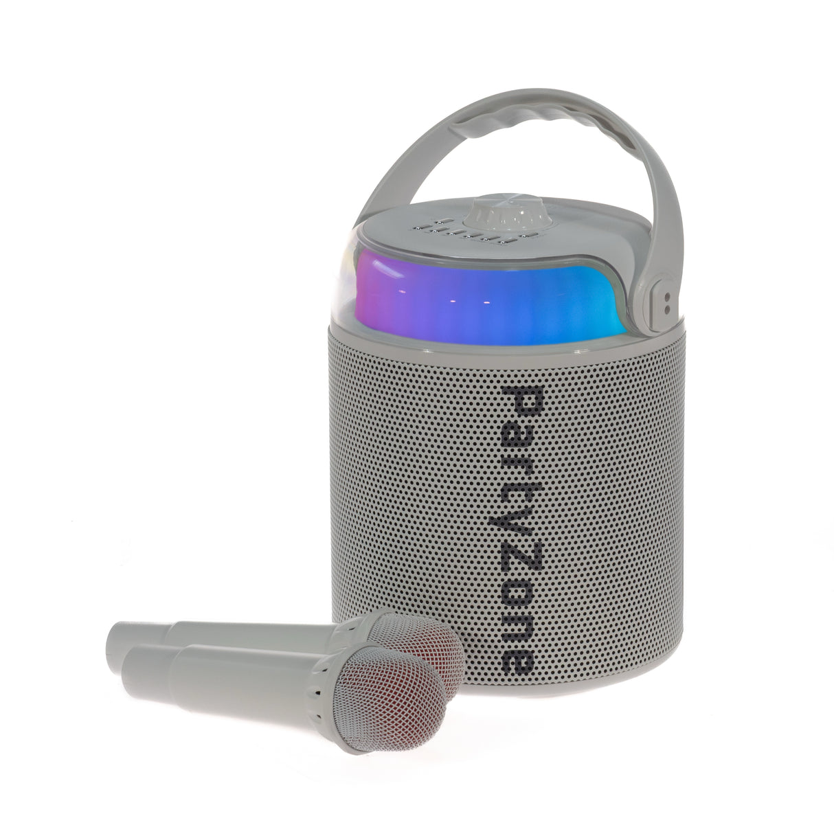 PartyZone Karaoke Set with 2 Microphones (White) & LED PAR-ASTRO 2-in-1 Disco Light