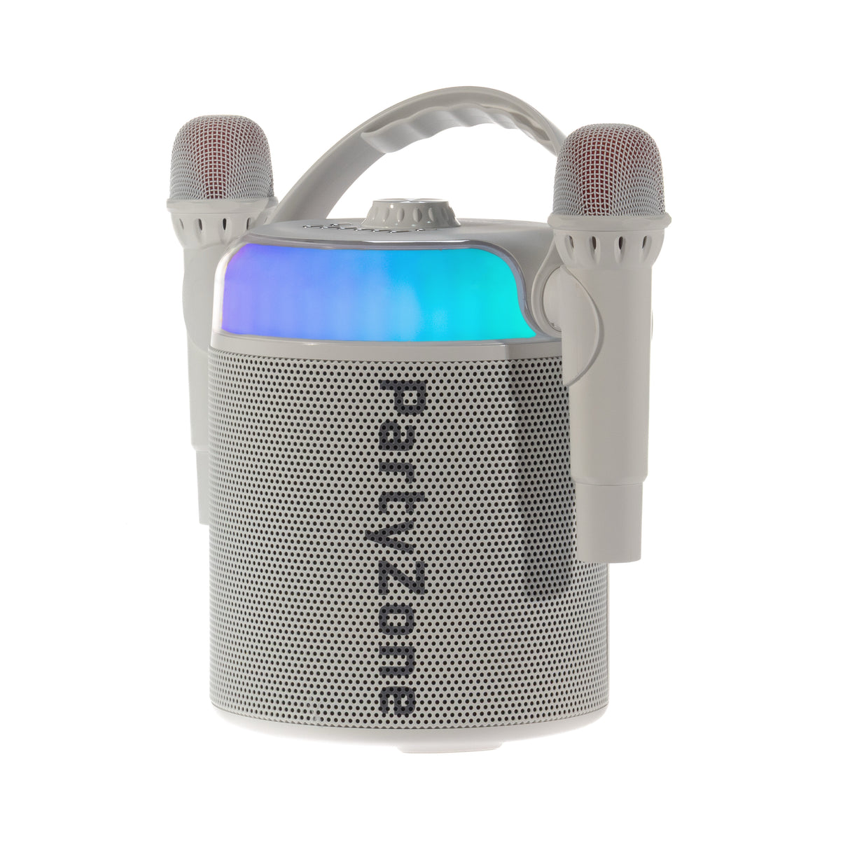 PartyZone Karaoke Set with 2 Microphones (White) & LED PAR-ASTRO 2-in-1 Disco Light