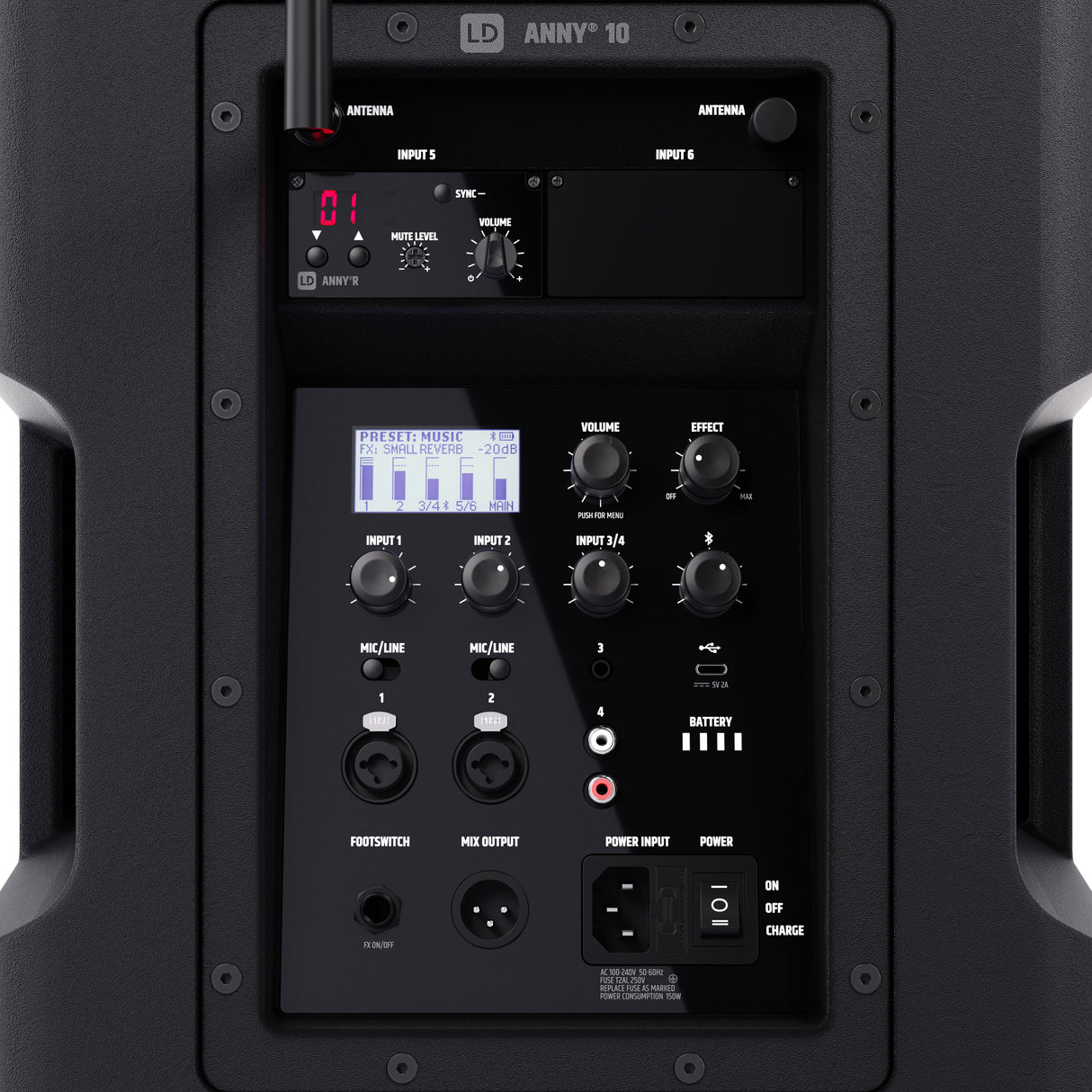 LD Systems ANNY® 10 BPH B5 - 10" portable battery-powered Bluetooth® PA system with mixer and 1x headset microphone (incl. bodypack)