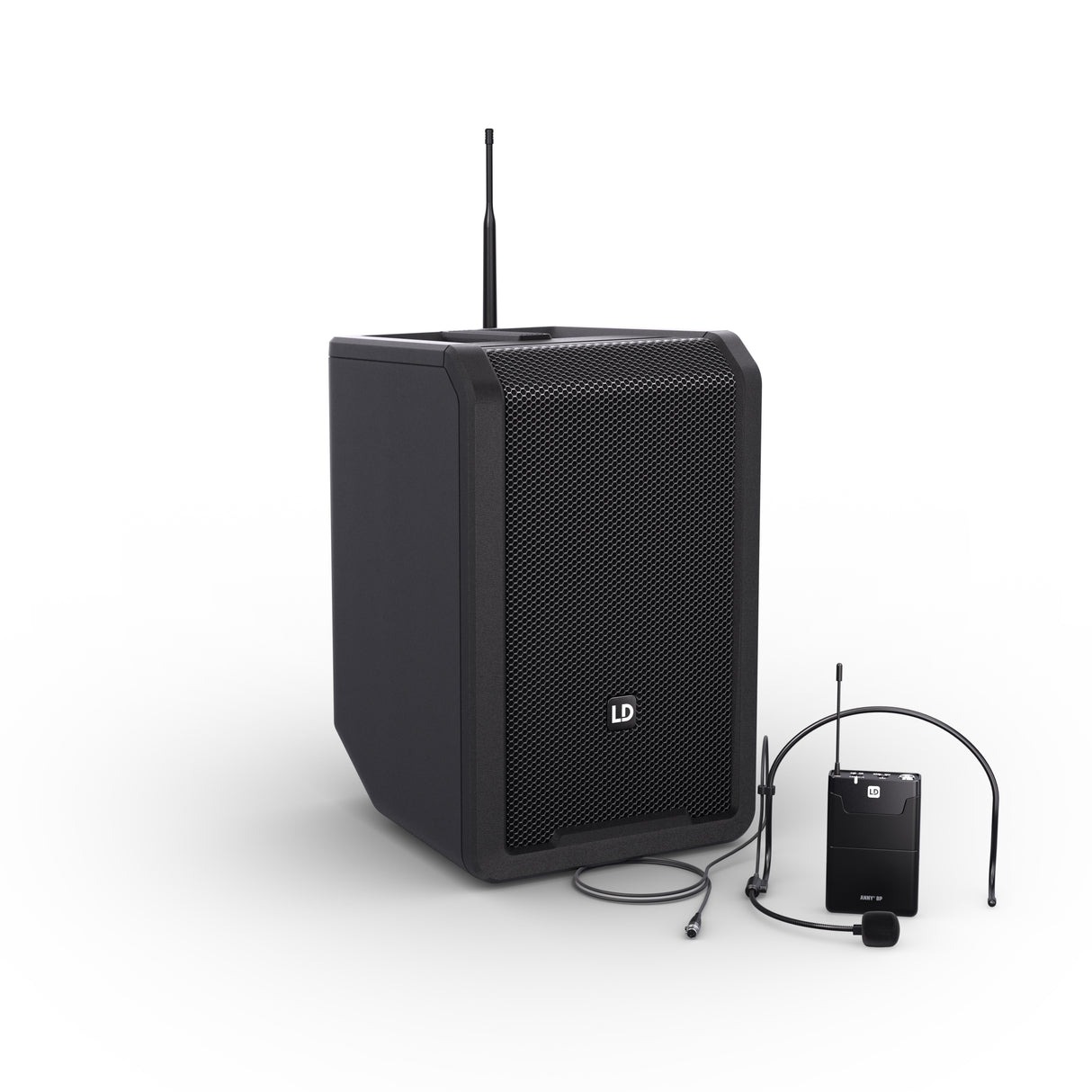 LD Systems ANNY® 8 BPH B5 - Portable battery-powered Bluetooth® PA speaker with mixer and 1x headset microphone (incl. bodypack), Stage Black