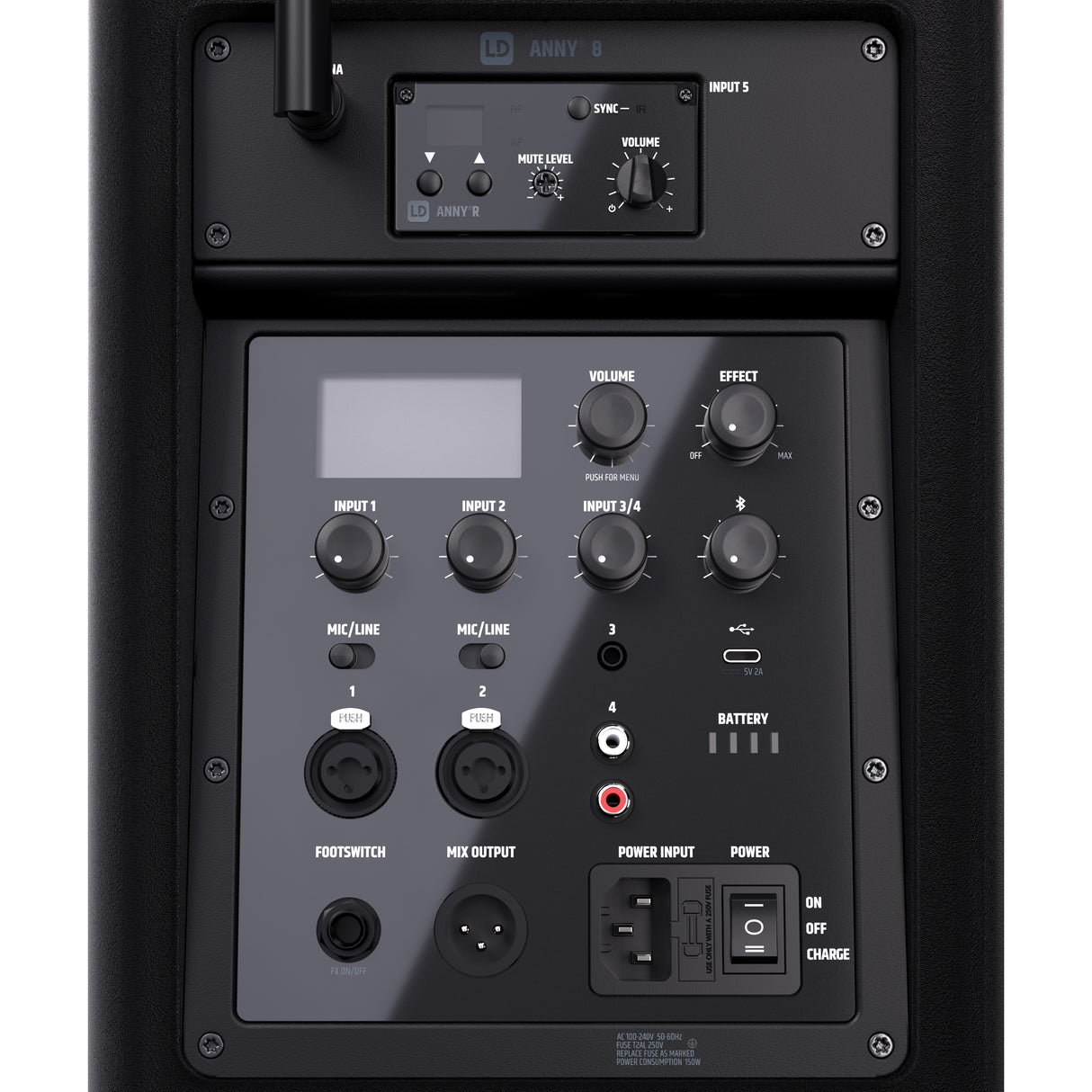 LD Systems ANNY® 8 BPH B5 - Portable battery-powered Bluetooth® PA speaker with mixer and 1x headset microphone (incl. bodypack), Stage Black