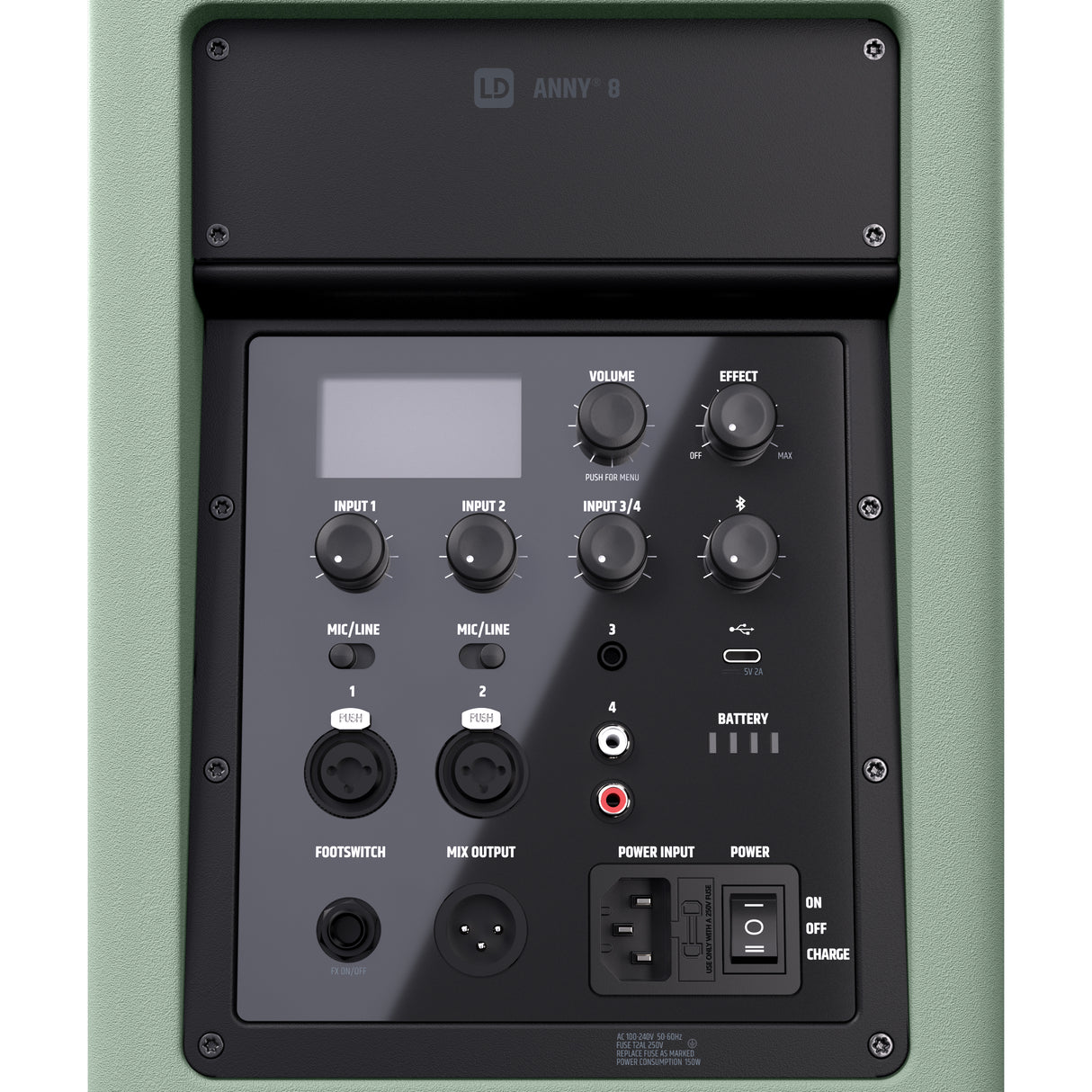 LD Systems ANNY® 8 GN - Portable battery-powered Bluetooth® PA speaker with mixer, Adventure Green
