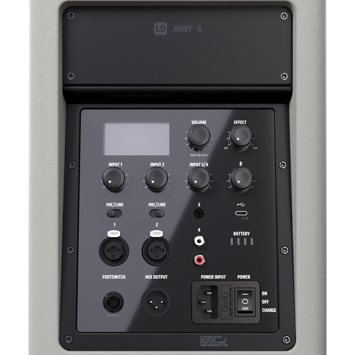 LD Systems ANNY® 8 G - Portable battery-powered Bluetooth® PA speaker with mixer, Urban Grey