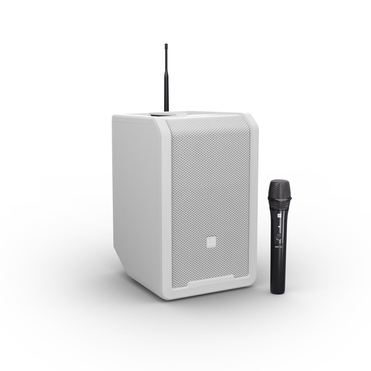 LD Systems ANNY® 8 HHD B5 W - Portable battery-powered Bluetooth® PA speaker with mixer and 1x wireless handheld microphone, Pure White