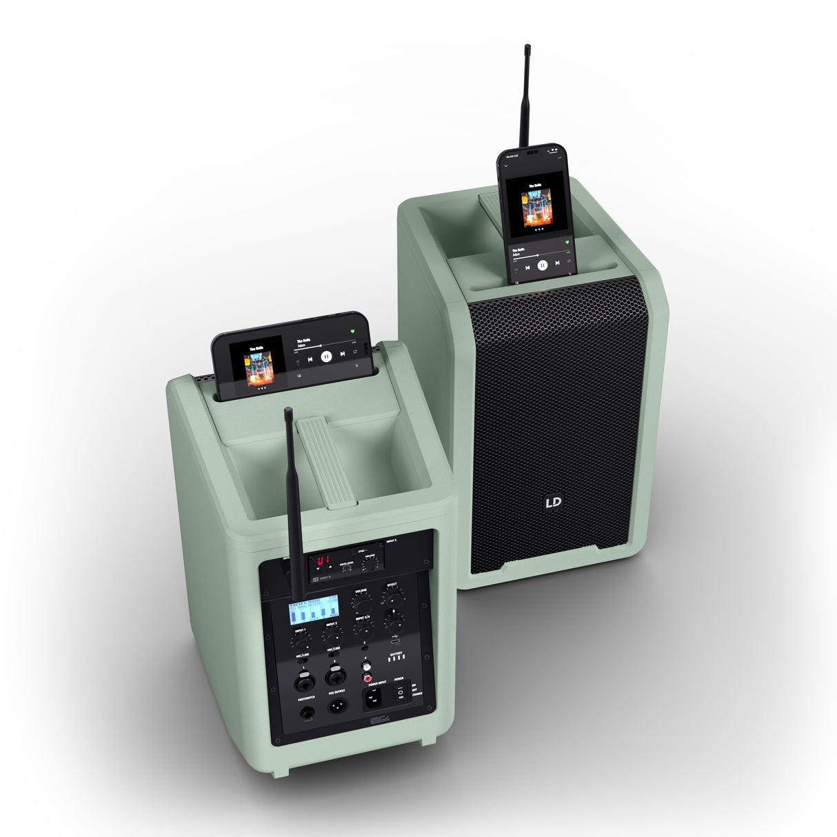 LD Systems ANNY® 8 HHD B6 GN - Portable battery-powered Bluetooth® PA speaker with mixer and 1x wireless handheld microphone, Adventure Green