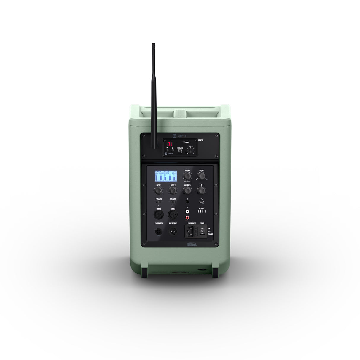 LD Systems ANNY® 8 HHD B6 GN - Portable battery-powered Bluetooth® PA speaker with mixer and 1x wireless handheld microphone, Adventure Green