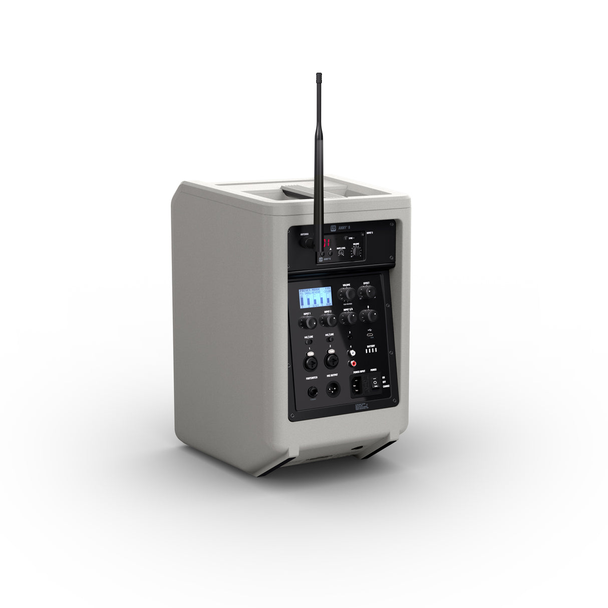 LD Systems ANNY® 8 HHD B8 G - Portable battery-powered Bluetooth® PA speaker with mixer and 1 wireless handheld microphone, Urban Grey
