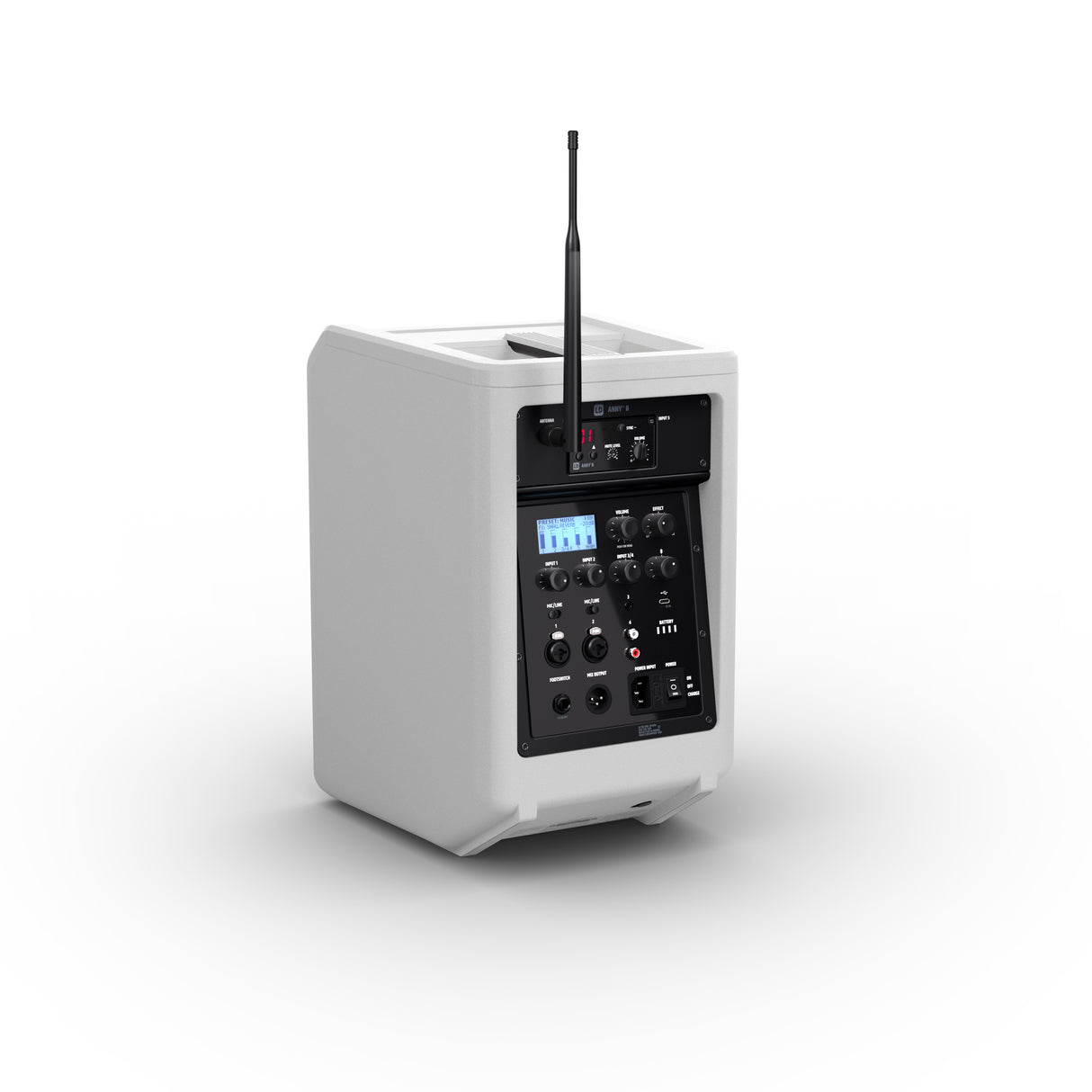 LD Systems ANNY® 8 HHD B8 W - Portable battery-powered Bluetooth® PA speaker with mixer and 1x wireless handheld microphone, pure white