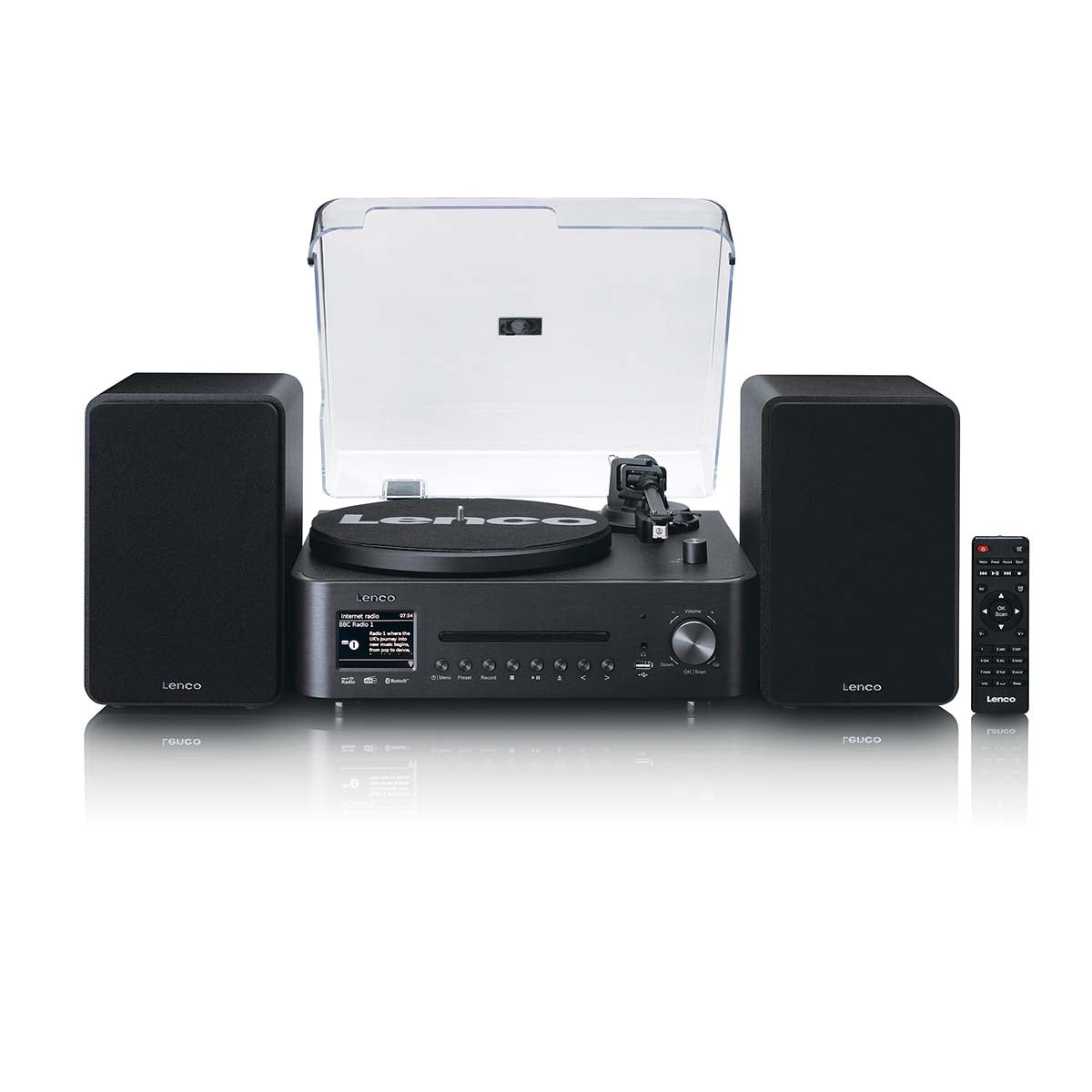 LENCO Music System, DAB/FM/CD/turntable with speakers.