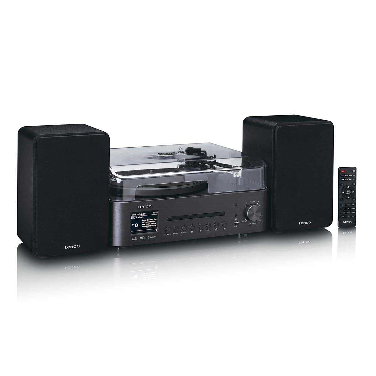 LENCO Music System, DAB/FM/CD/turntable with speakers.
