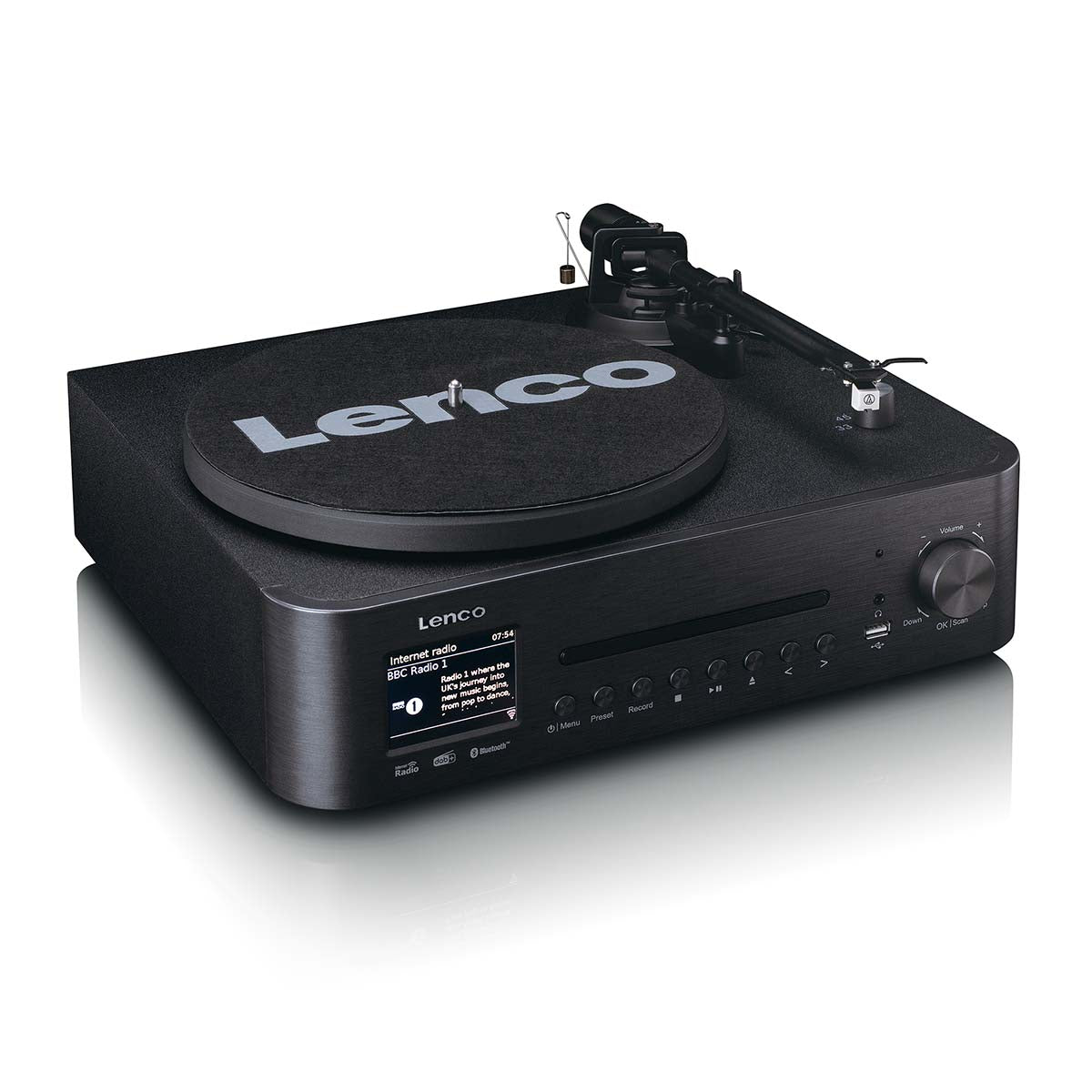 LENCO Music System, DAB/FM/CD/turntable with speakers.