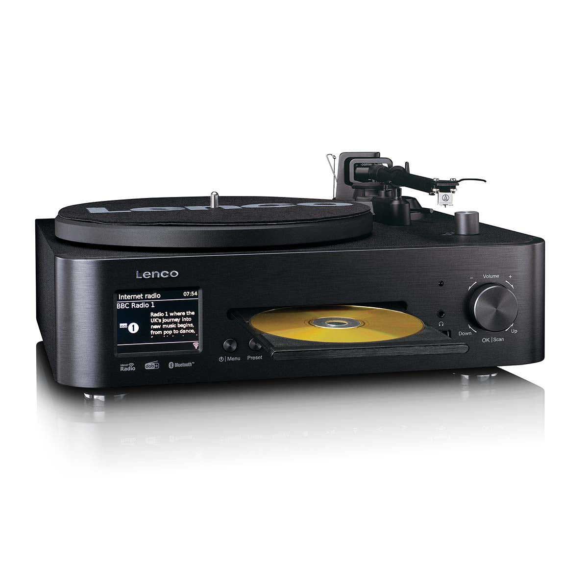 LENCO Music System, DAB/FM/CD/turntable with speakers.