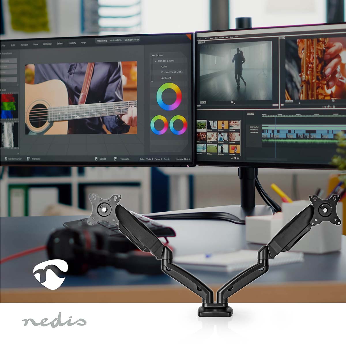 Table mount for 2 monitors (15-32")