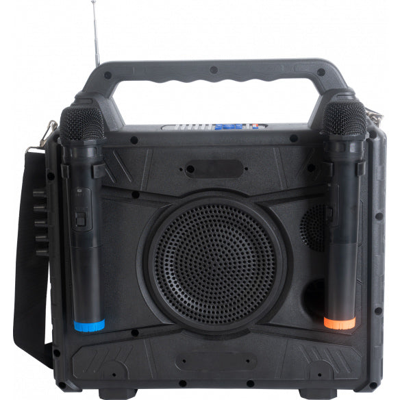 Portable karaoke speaker with screen and 2 microphones