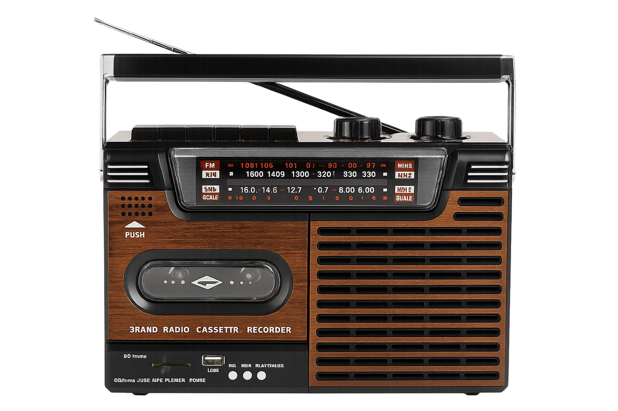 Studio 57 Cassette Player with FM & Bluetooth, Brown + Cassette Tape