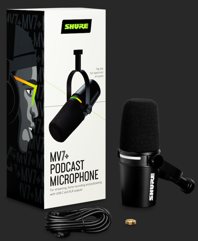 Shure MV7+ Podcast Microphone (Black)