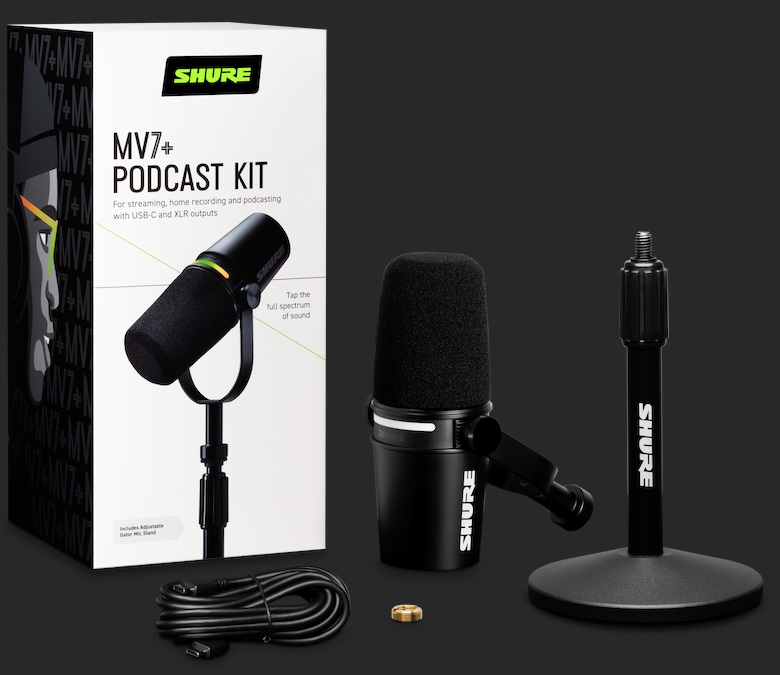 Shure MV7+ Podcast Microphone w. Stand