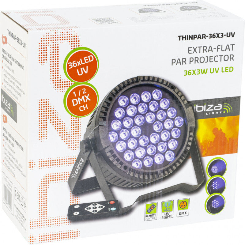 Ibiza Thinpar UV LED SPOT (36x3W)